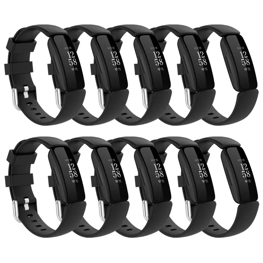 10 pcs For Fitbit inspire 2 Band Silicone Watchband Strap Metal Buckle Bracelet Sport Wristband for Fitbit Inspire 2 Accessories