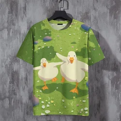 Funny Duck Pattern T Shirt For Men Cute Animal 3D Printed Tees Summer Casual Street O-Neck Tops Short Sleeve Loose T-Shirts