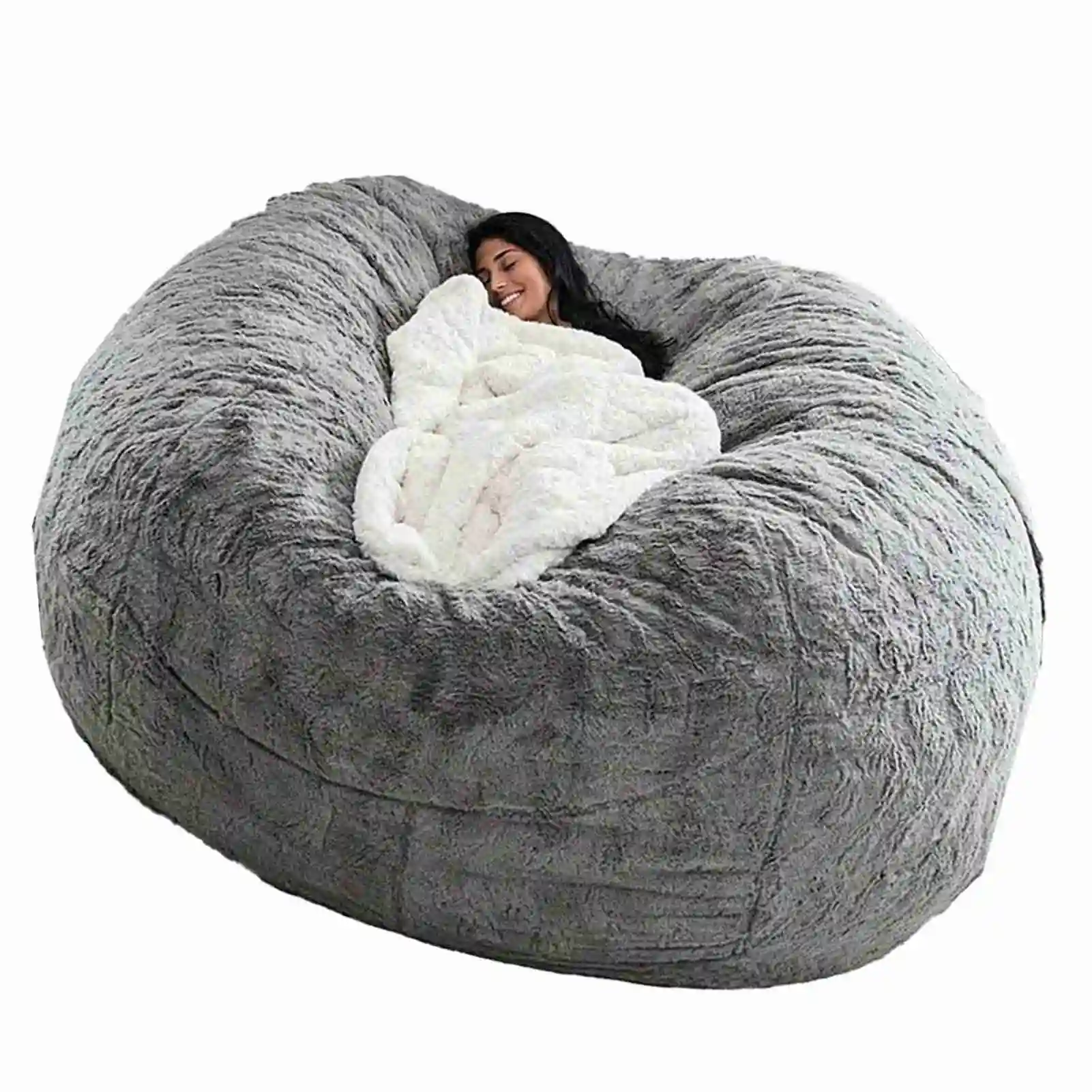 No Stuffed Gray Bean Bags Chair Giant Bean Bags Pouf Sofa Bed Puff Futon Room Seat Tatami Relax Lounge Furniture Only Bags Case image 4