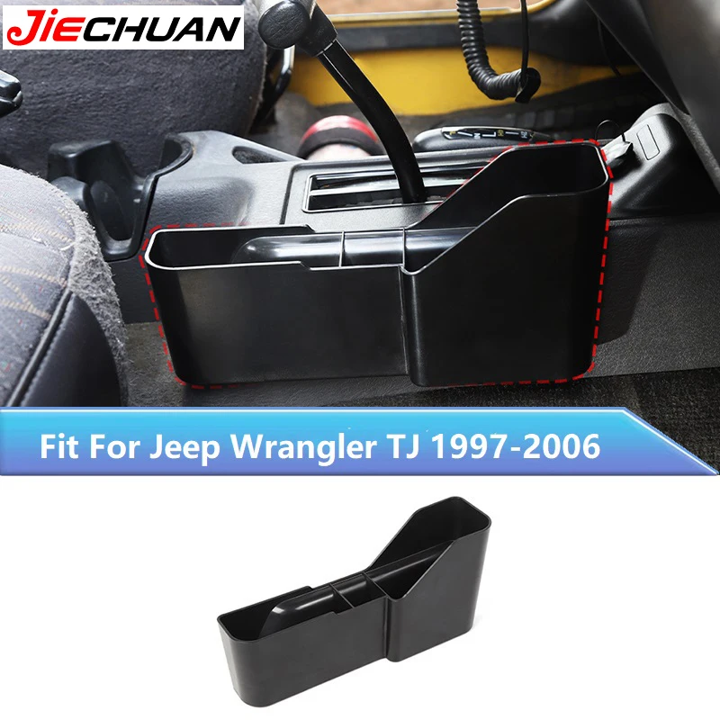 

JIECHUAN Black Car Gear Shifter Storage Box Center Consoles Tray Fit For Jeep Wrangler TJ 1997-2006,Auto Interior Accessories