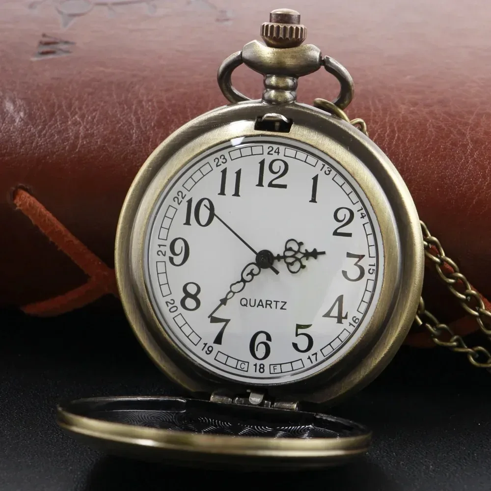 청동 기하학 라인 패턴 석영 주머니 시계 체인 남성과 여성 레트로 매력 Steampunk 펜던트 목걸이 시계