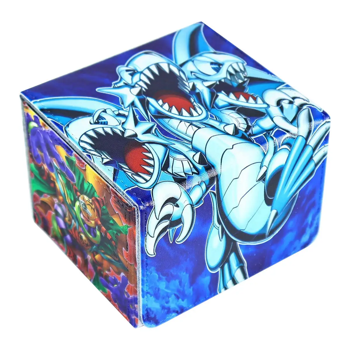 Diy Self Made Yu-Gi-Oh! Blue Eyes White Dragon Card Storage Box Ygo High-End Leather Magnetic Card Box Anime Cards Gift Toys