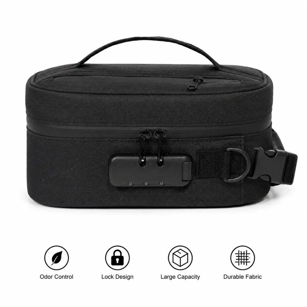 Robust Smell For Proof Bag with Code Lock and Reinforced Zippers for Dependable Daily and For Travel Applications