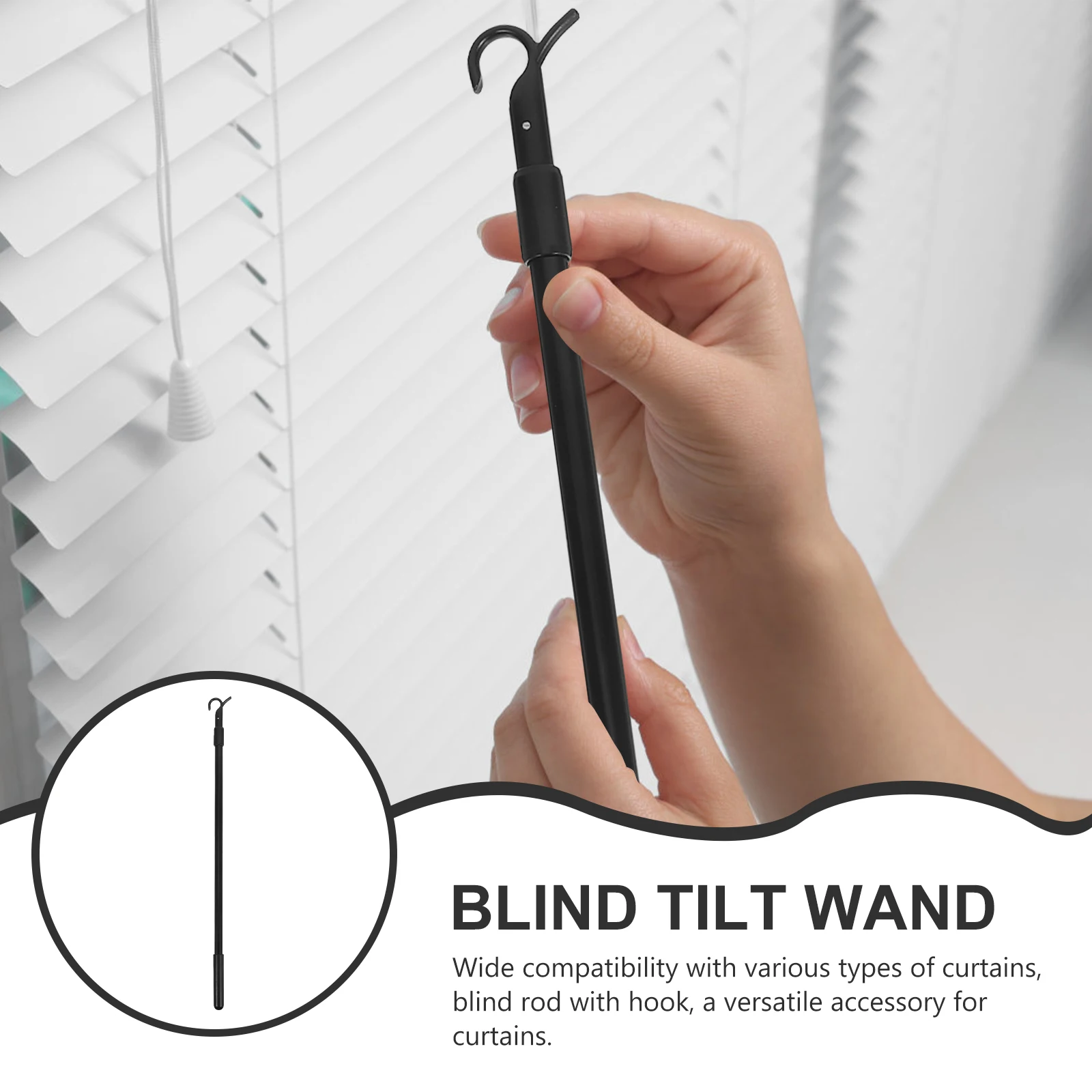 

Adjustable Drapery Pull Rod Curtain Wand Sturdy Retractable Long Smooth Surface Easy Grip For Window Blinds Vertical Curtains
