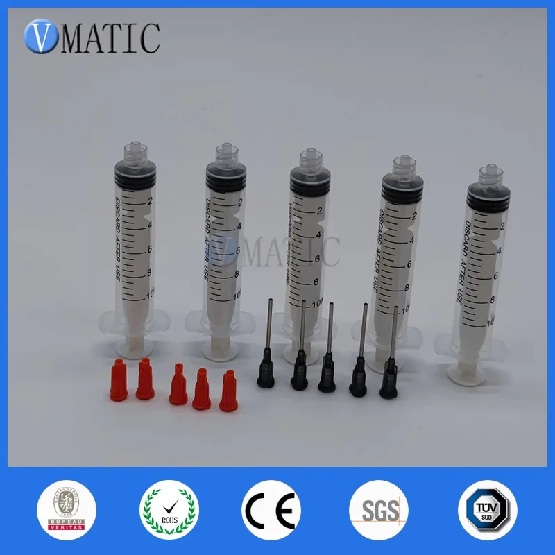 Free Shipping 5Pcs 16G 1 Inch Length Dispensing Needle + 5Pcs 10cc/ml Syringe+5Pcs Red Syringe Cap