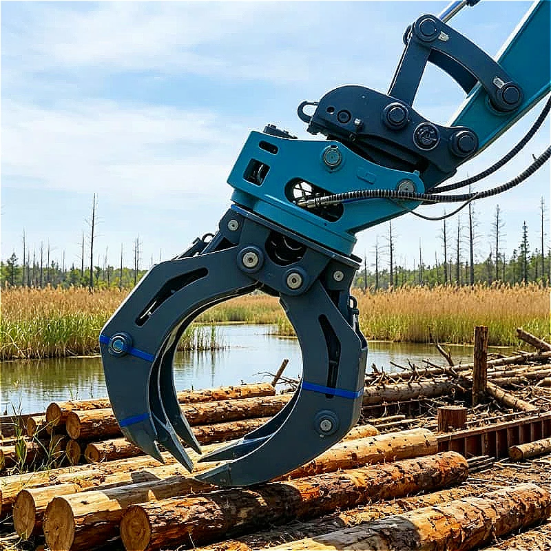 Easy Operation Hydraulic Log Grapple with Rotator for Crane Loader Forestry Logging Timber Handling Loading Stacking Customized