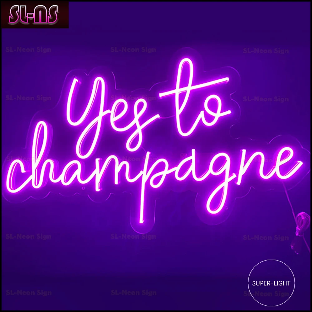 

Yes To Champagne Neon Sign, Custom Bar Decoration Neon Light Sign, Personalized Neon Bar Signs For Decor, Christmas Home Bar Dec