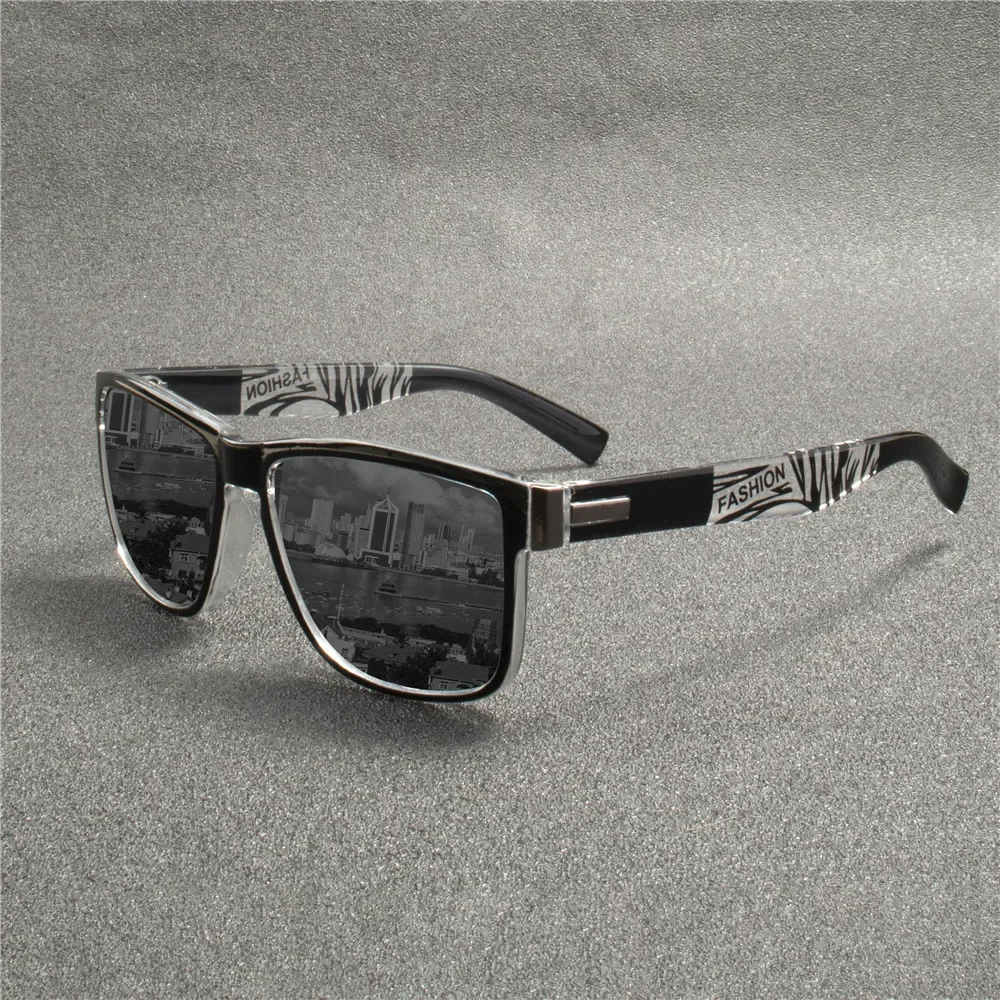 Retro Polarisierte Modische Sonnenbrille für Männer und Frauen Markendesigner Eckiger Rahmen Fahrer-Spiegelbrille