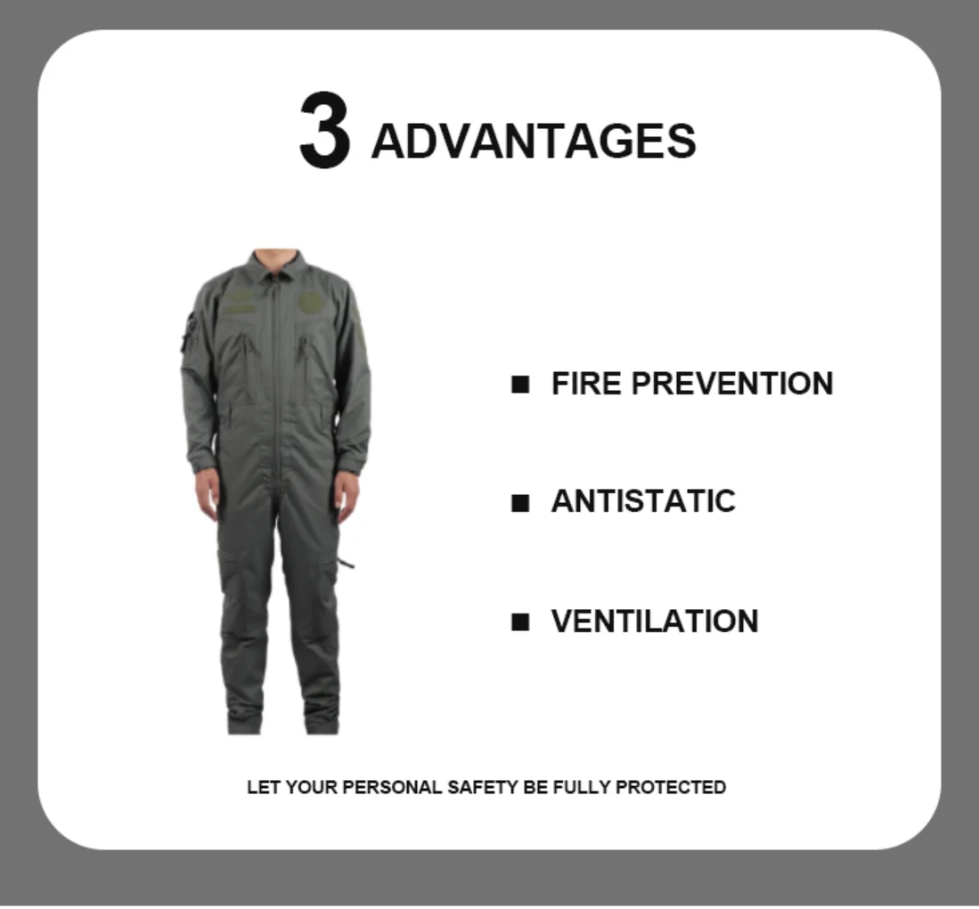 Wholesale Workwear Flame Retardant Clothing Flight Suit FR Fire Retardant Safety Frc Nomex Pilot Coveralls