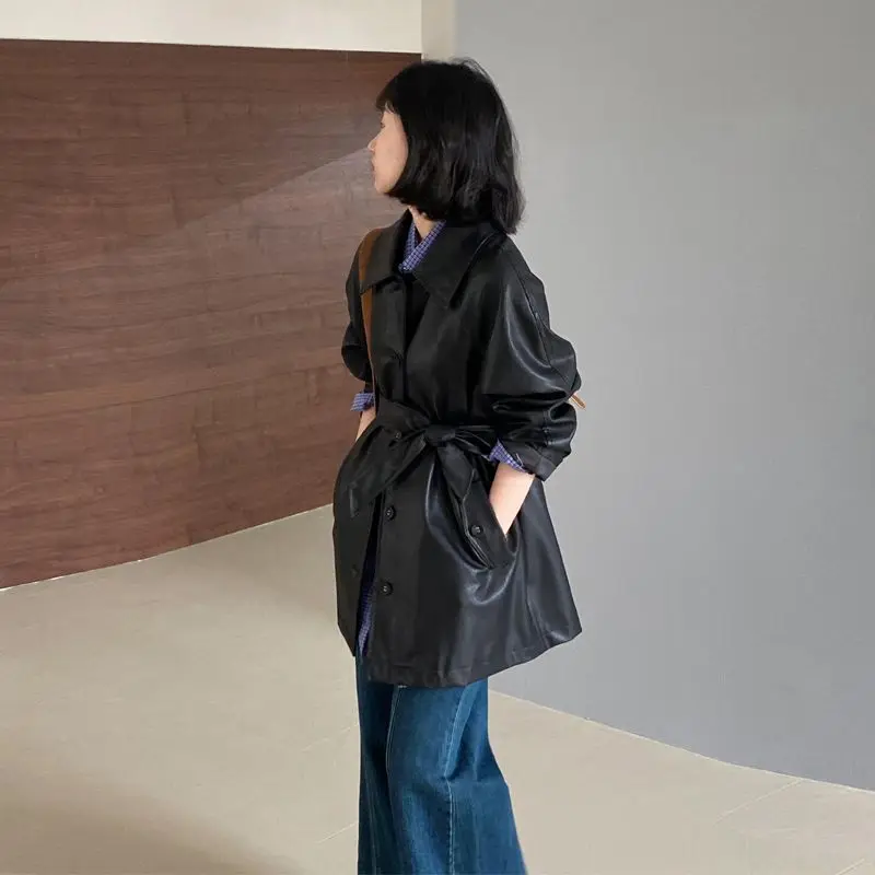 Chaqueta de béisbol roja deportiva de moda Retro americana para mujer, abrigo superior de cuero PU holgado de calle alta, ropa femenina