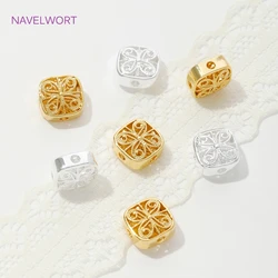 18K Gold Plated Brass Hollow Square Spacer Beads,Beads Separators,DIY Bracelet/Necklace Making Findings,Supplies For Jewelry