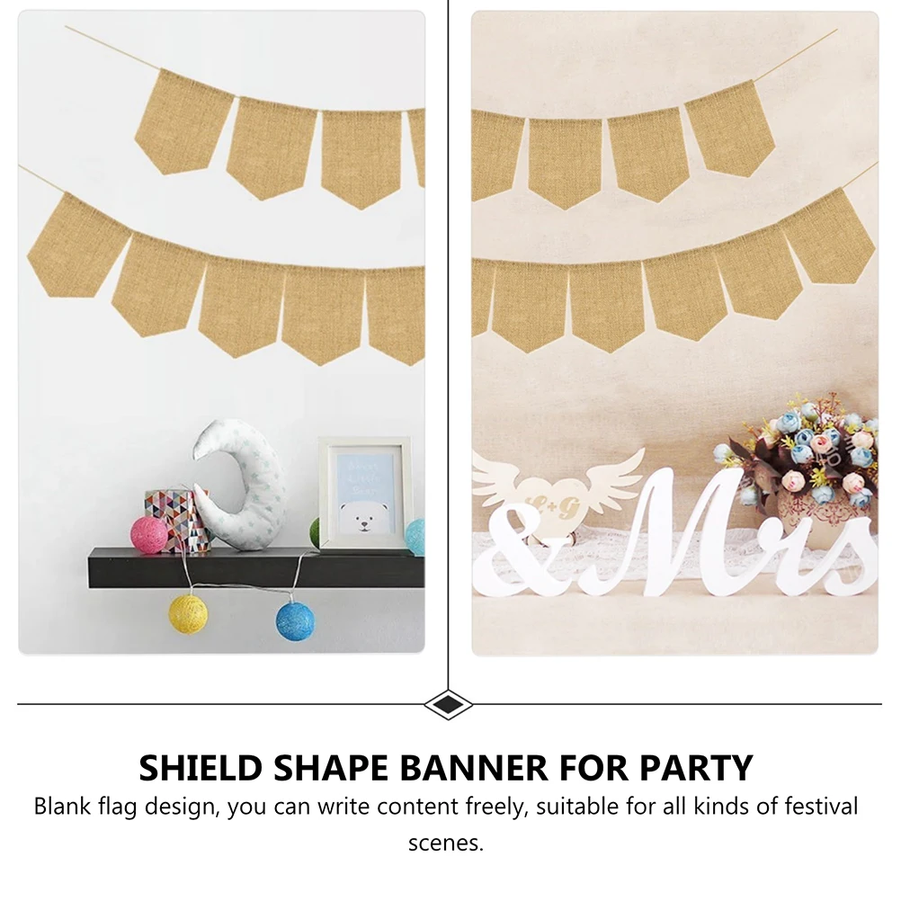 

Blank Linen Flag Shield Shape Banner For Party Shield Shape Banner Photo Prop Birthday Party naments DIY Decoration Festivals
