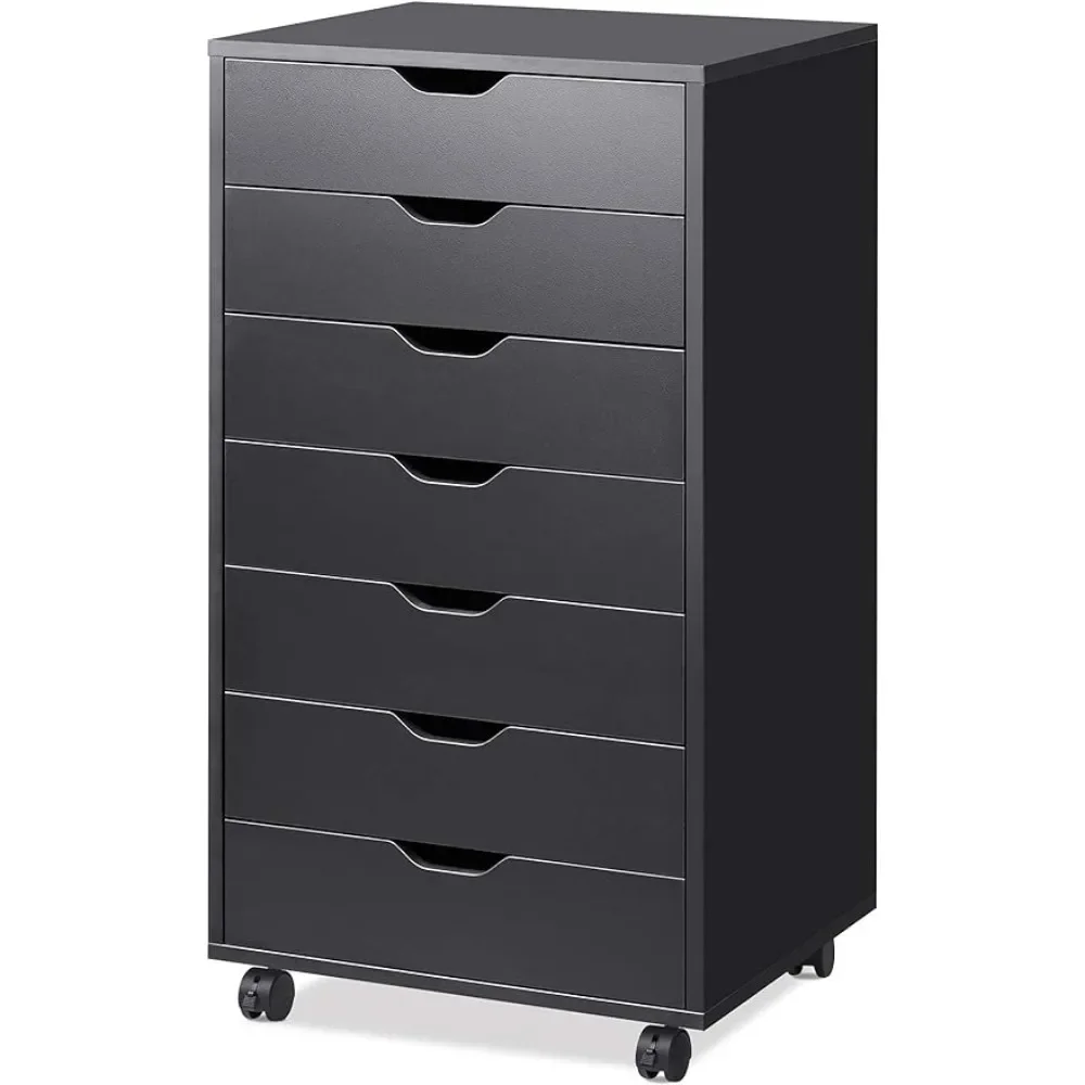 

7-Drawer Chest Bedside Table Wood Storage Dresser Cabinet With Wheels Furniture Free Bedside Tables for the Bedroom