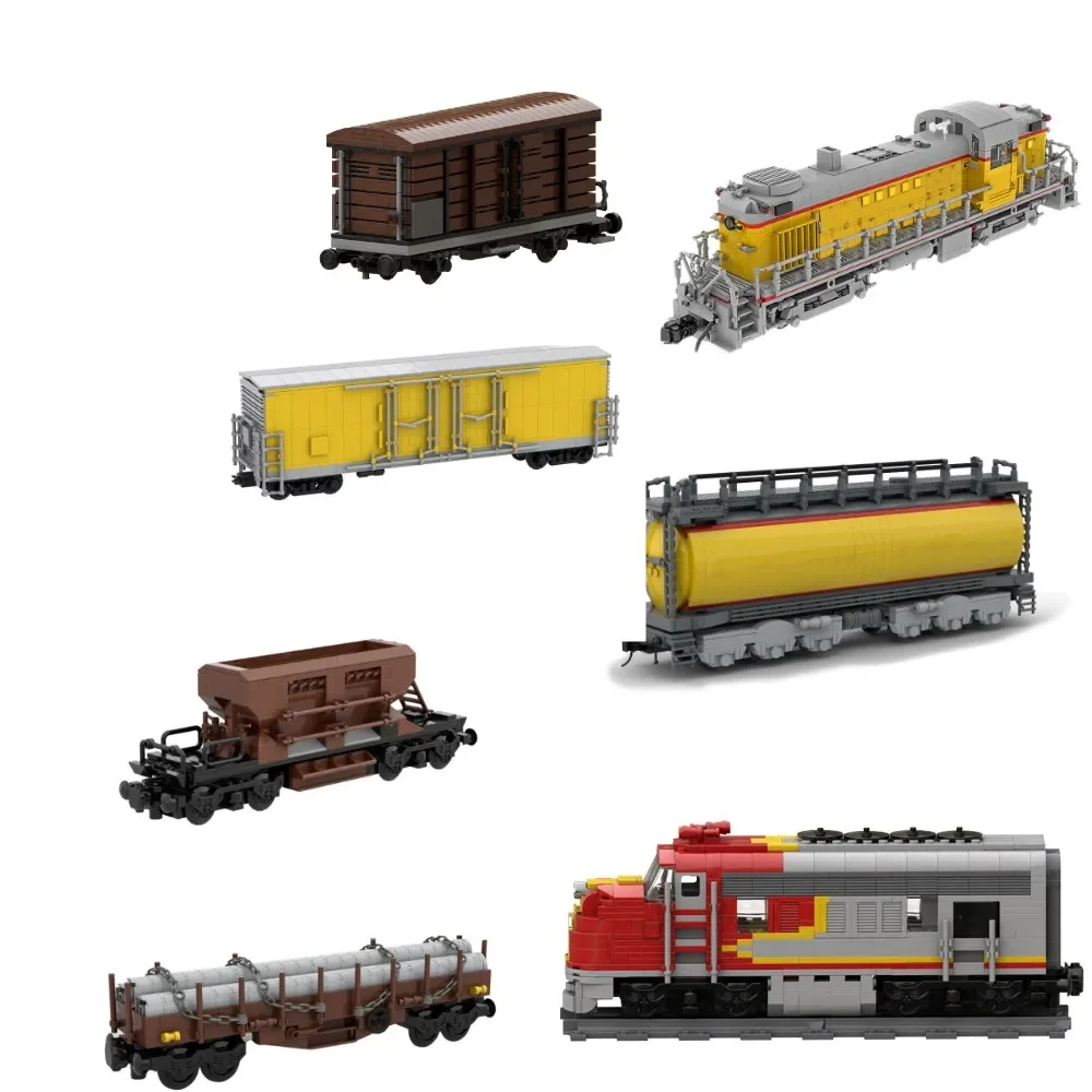 MOC  Unions Pacifics Model 53ft Evans Double Plug Building Blocks Set Train Railway Bricks GTEL8500 Oil Tank Car Toys Kids Gifts