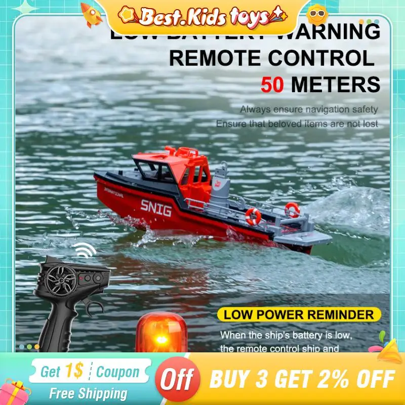 2.4G RC قارب إنقاذ عالي السرعة مع أضواء قوية فرش السيارات طويلة المدى اللاسلكية الاطفال اللعب التحكم عن بعد نموذج باخرة الأولاد