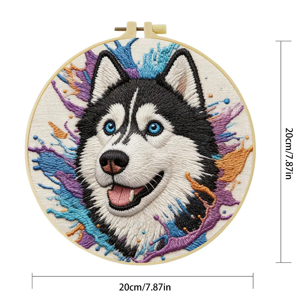 1 Stück 20X20CM/15X15CM 7,87/6,3 Zoll Tier - Husky Stickerei Starter-Kit DIY-Kit DIY-Stickerei-Set Handarbeiten Nadelkunst – Detail 4