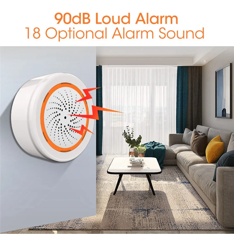 A72Z 1 PCS Tuya Zigbee 스마트 사운드 및 라이트 사이렌 센서 스마트 라이프 홈 보안 시스템 Tuya 게이트웨이 허브 Tuya 용 사이렌 알람