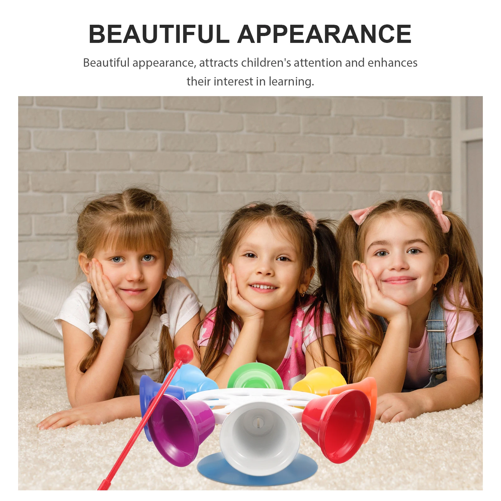 

Eight Tone H Bell Toys Kids Music Percussion Instrument 8 note Metal Bells Educational Toy Plastic Cartoon Design Long