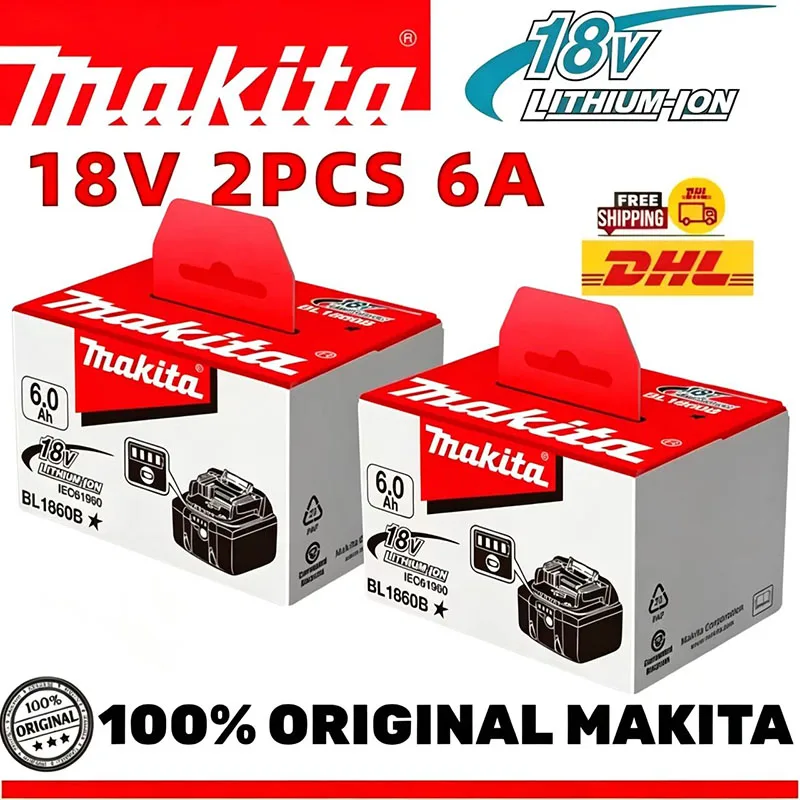 100% Original Makita Battery 18V Rechargeable Battery Replacing Makita BL1830BL1840BL1850BL1860B Power Tool Battery DDF487