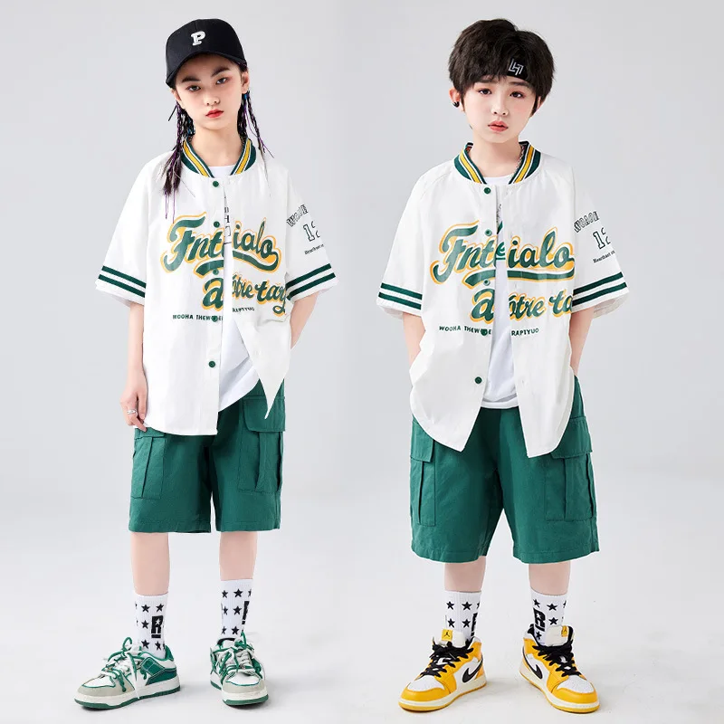 Children's street dance fashion suit, hip-hop fashion brand, boys' baseball suit, girls' jazz dance costume, performance suit