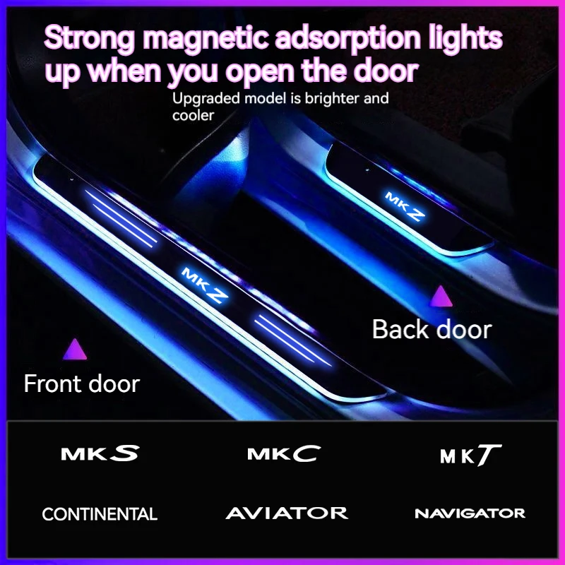 

For Lincoln MKC MKS MKT MKX MKZ Navigator Aviator Continental Car Wireless LED Welcome Pedal Threshold Light Atmosphere lamp