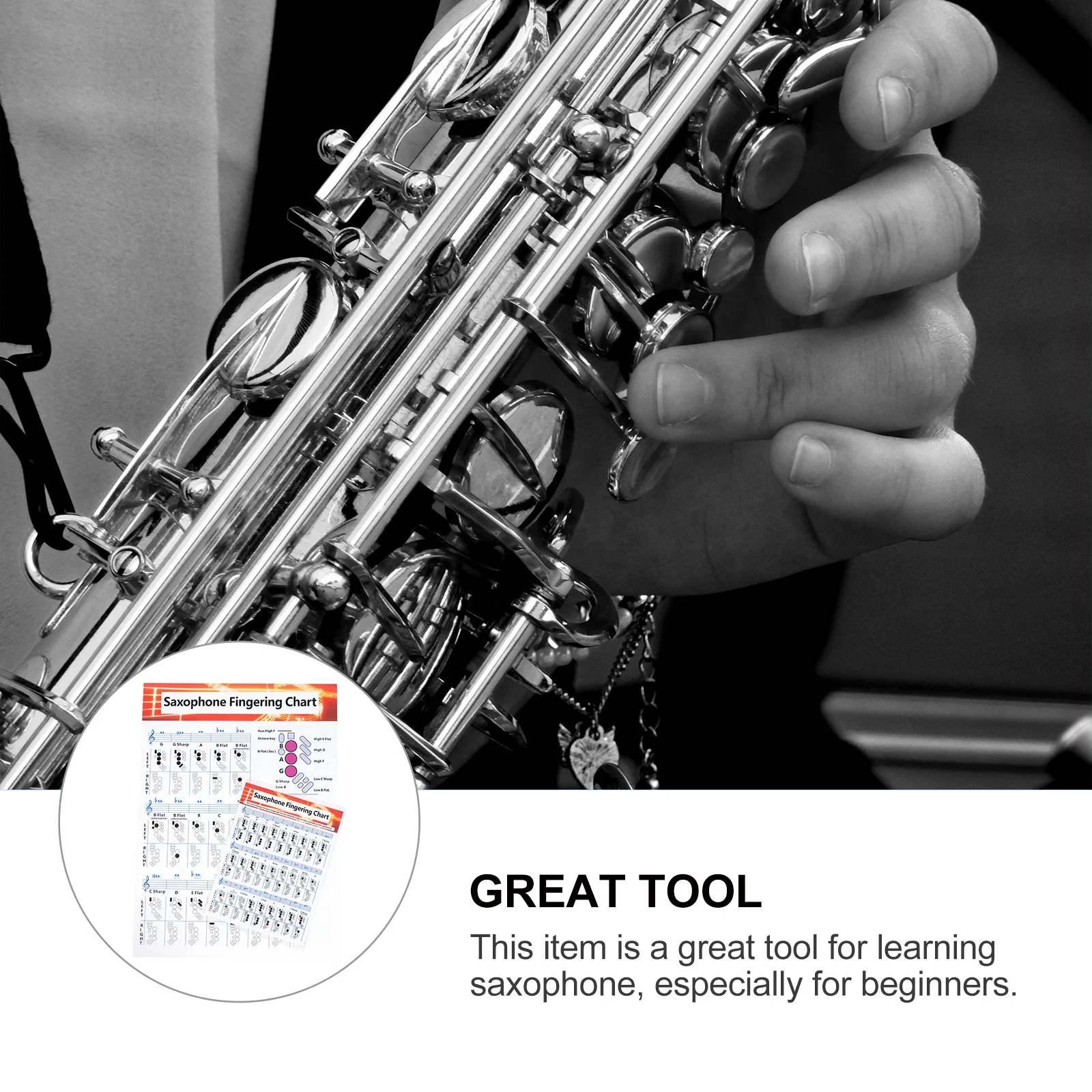 2Pcs Saxophone Chords Chart Coated Paper Music Poster Beginner Learning Guide Finger Diagram Reference Wall Practice Tool