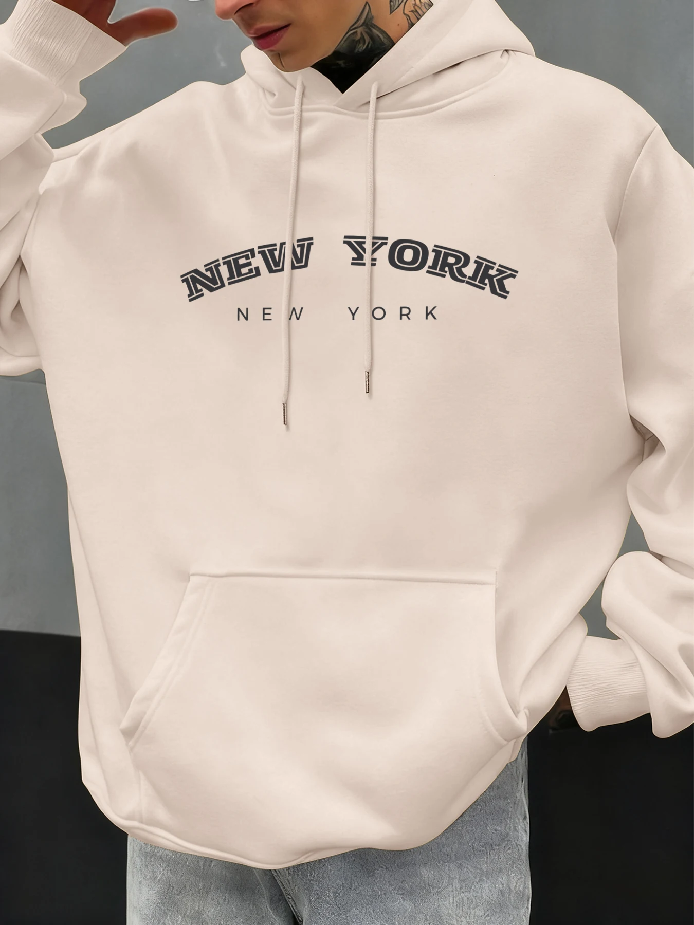 New York Brief Drucke Herren Oversize Hoodies Lose Hoody Fleece Casual Fashions Streetwear Herbst Warme Weiche Unisex Kleidung