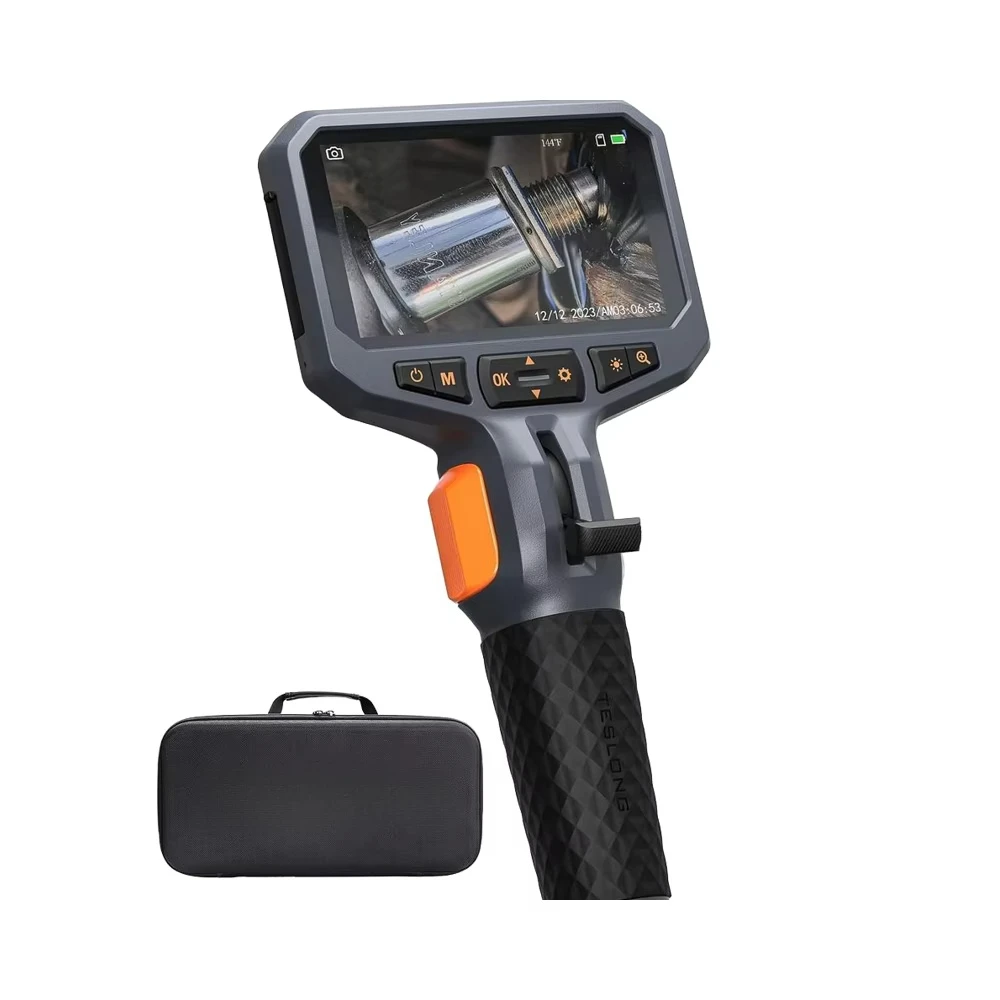 5FT Industrial Endoscope Inspection Camera Two-Way Articulating Borescope Light Flexible Articulated Probe
