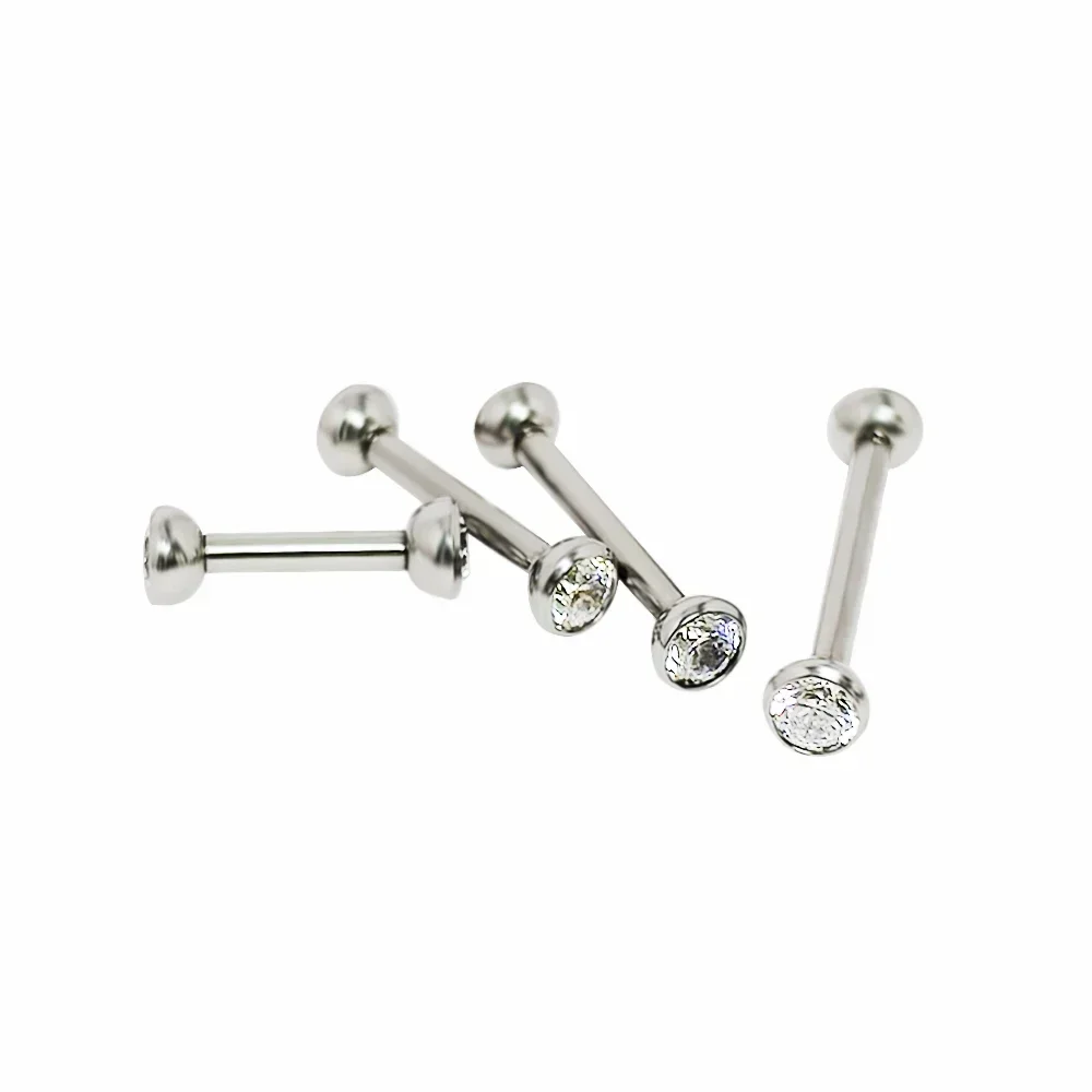 F136 Titanium Piercing Nipple Helix Zircon Bar Hinged Segment Ear Bridge Nail Septum 16G Piercing Tongue Lip Stud Body Jewelry