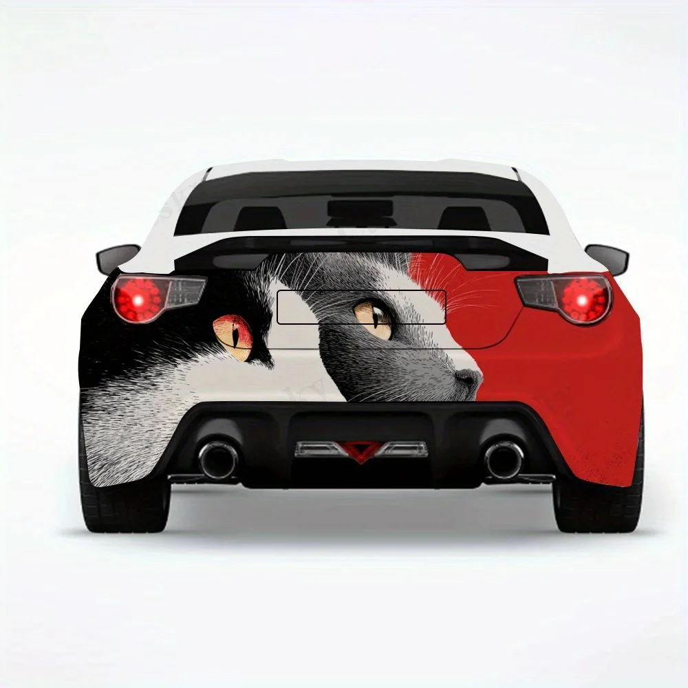 

Two Cats with Background - Vinyl Decal for Car Rear, Waterproof Self-Adhesive Vinyl Stickers for Vehicle Tail and Bumper, Decora