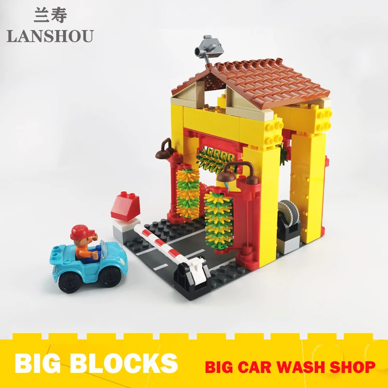 Big Building Blocks Moc Big Car Wash Shop City Architecture Accessories Educational DIY Assembly Block Toys for Children Gift