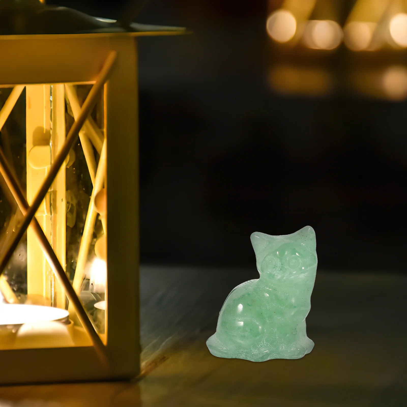 

Small Crystal Cat Statue Crystal Carving Mini Desktop Decoration Cute Cartoon Cat Sculpture Tabletop Ornamental Gift