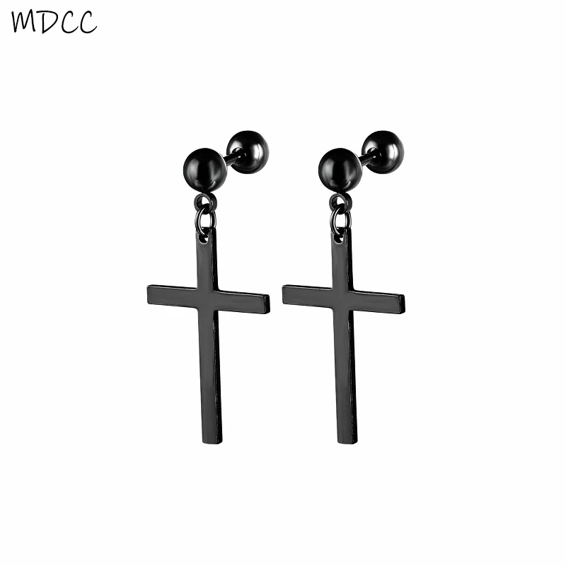 1 Pair Double Ball Ear Studs Women Men Pure Stainless Steel Cross Pendant Pierced Earrings Jewelry Not Allergy Aretes Moda