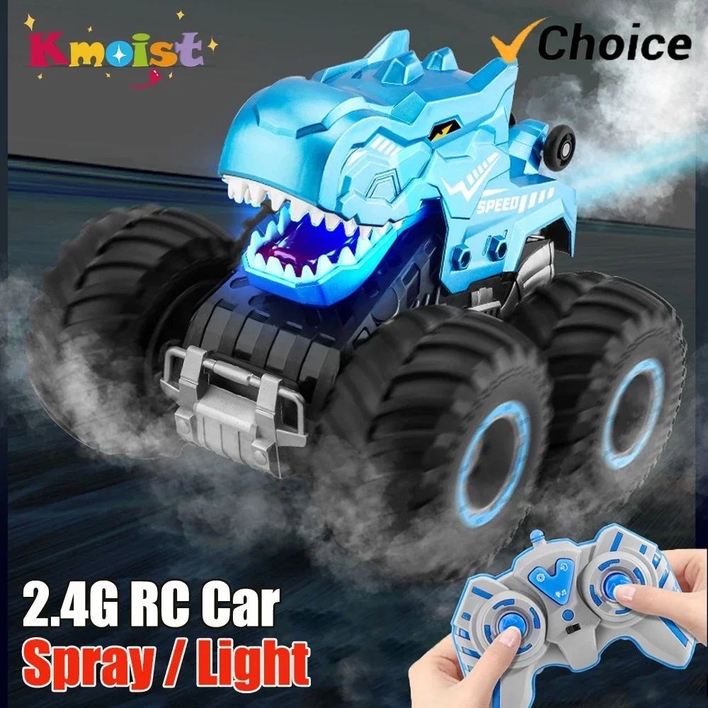 

RC Car 2.4G Dinosaur Remote Control Cars with Colorful Light Spray Tumbling Stunt Climbing Vehicle Toys for Boys Children Gifts