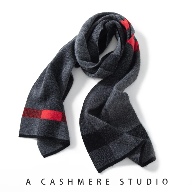 

Winter Pure Cashmere Unisex Patchwork Color Long Scarf Warm Wrap Men's and Women's Fashion Scarf High Quality Knitted Long Scarf