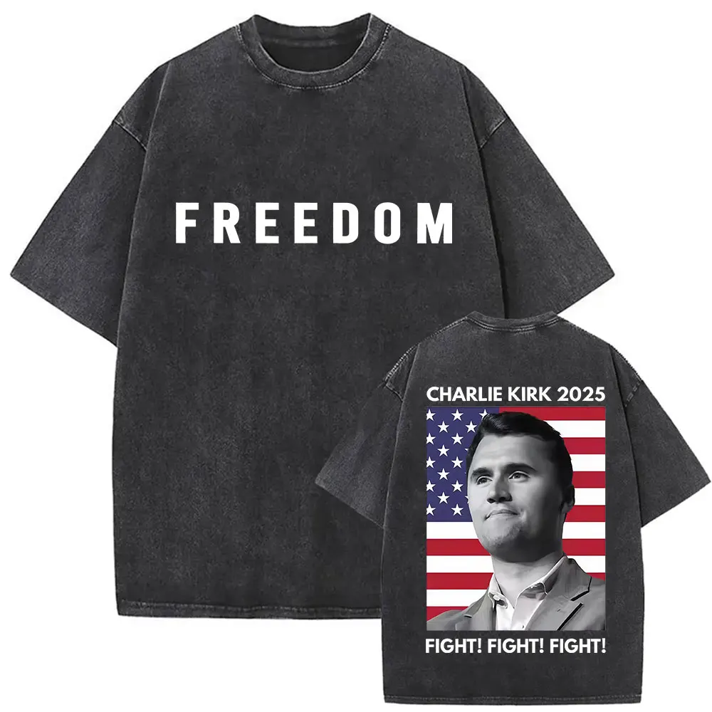 

Classic Charlie Kirk 1933-2025 Vintage Washed Graphic T Shirt Men's Fashion Cotton Short Sleeve T-Shirt Gothic Clothing T Shirts