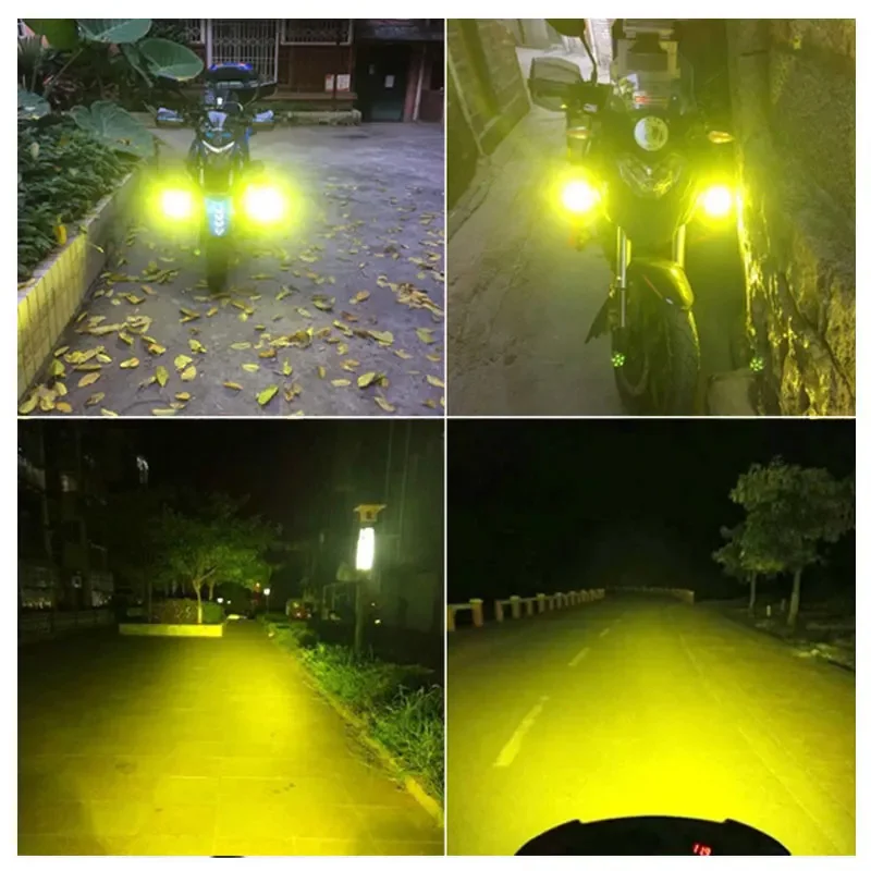 1set Double Colors led Motorcycle Light Flashing Light Motorcycle ATV bulb fog  Paving  DRL lamp  High Brightness Yellow white