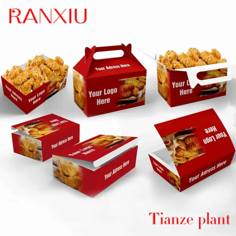 Takeaway Fried Chicken Box, Fast Food Grade, descartável, personalizado, venda quente