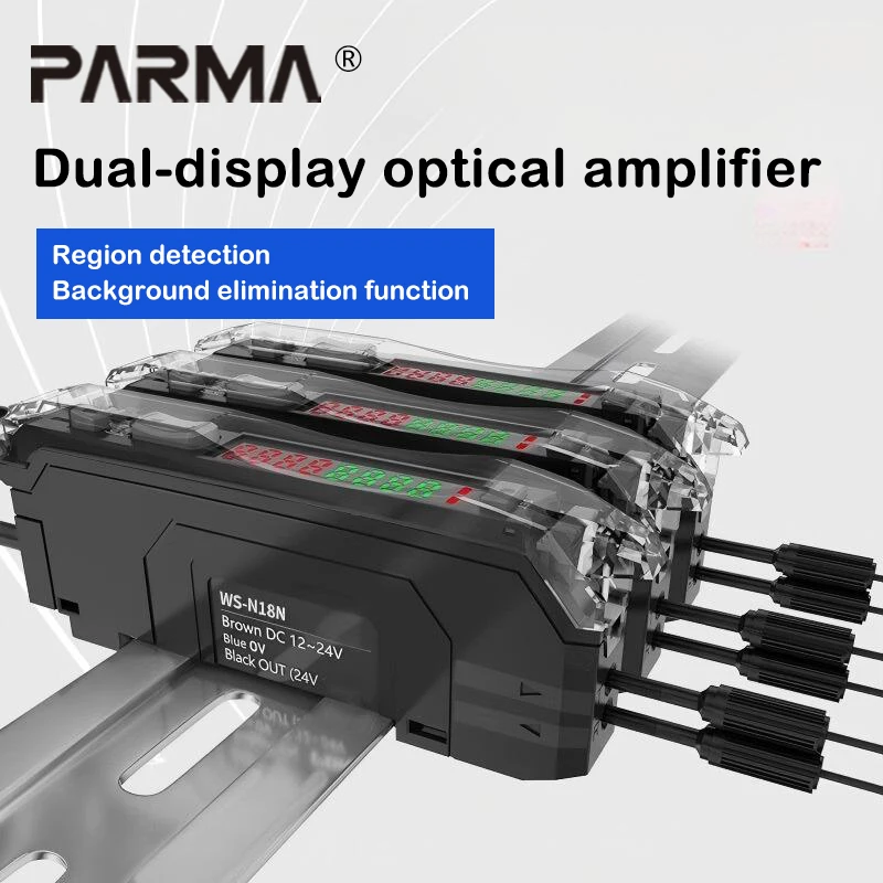 Dual-display optical fiber amplifier probe sensor for retroreflective photoelectric switch sensor