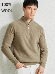 fashion clothes mens winter thick wool sweater zip up men top vintage pullover man sweaters black tops designer knitted knitwear