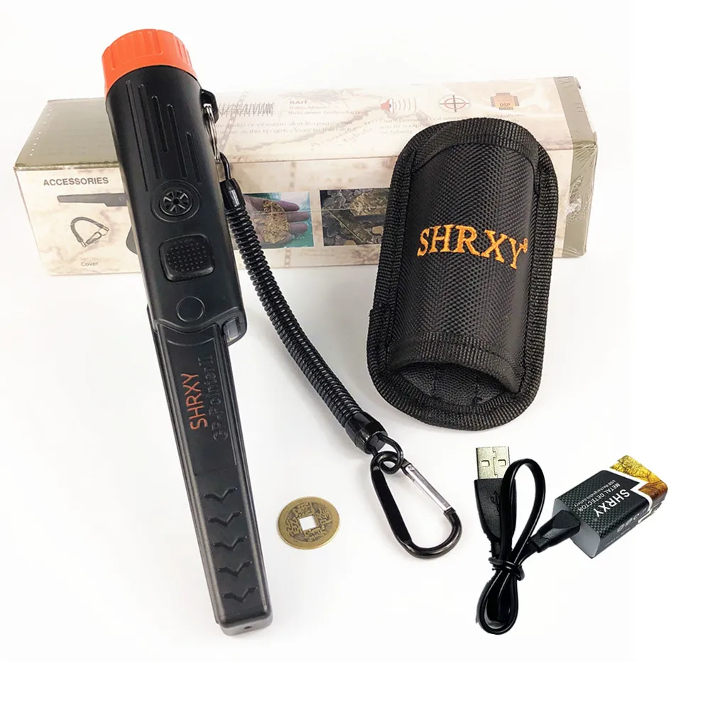 SHRXY Metal Detector Pointer TRX Pinpoint GPII Waterproof Hand Held Static Induction with 9V USB Rechargeable Battery