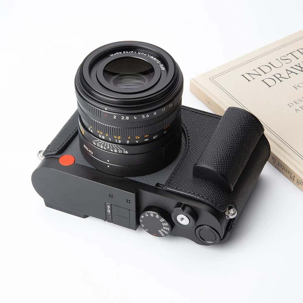 Q3 Ostrich Leather Protective Case Q Genuine Leather Half Case Q343 Half Bag Handmade Camera Bag for Leica Q Q3 Q3 43 Case