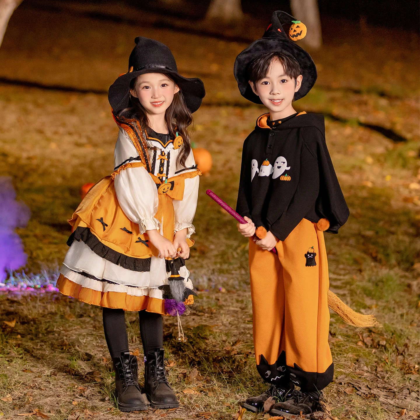 أزياء الهالوين للأطفال الصبي القلنسوة ني رداء الفتاة اليقطين الدكتور طفل تأثيري أداء الزي طويل Sve السراويل الطويلة