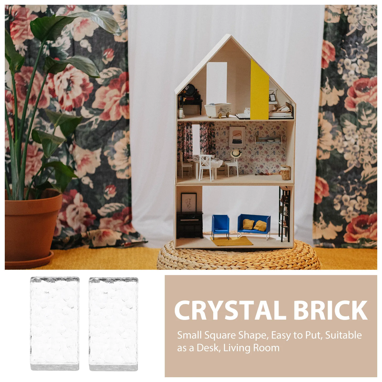 20Pcs Miniature Clear Glass Bricks Rectangle Design Realistic Architectural Detail for Dollhouse Miniatures DIY Mini Interior