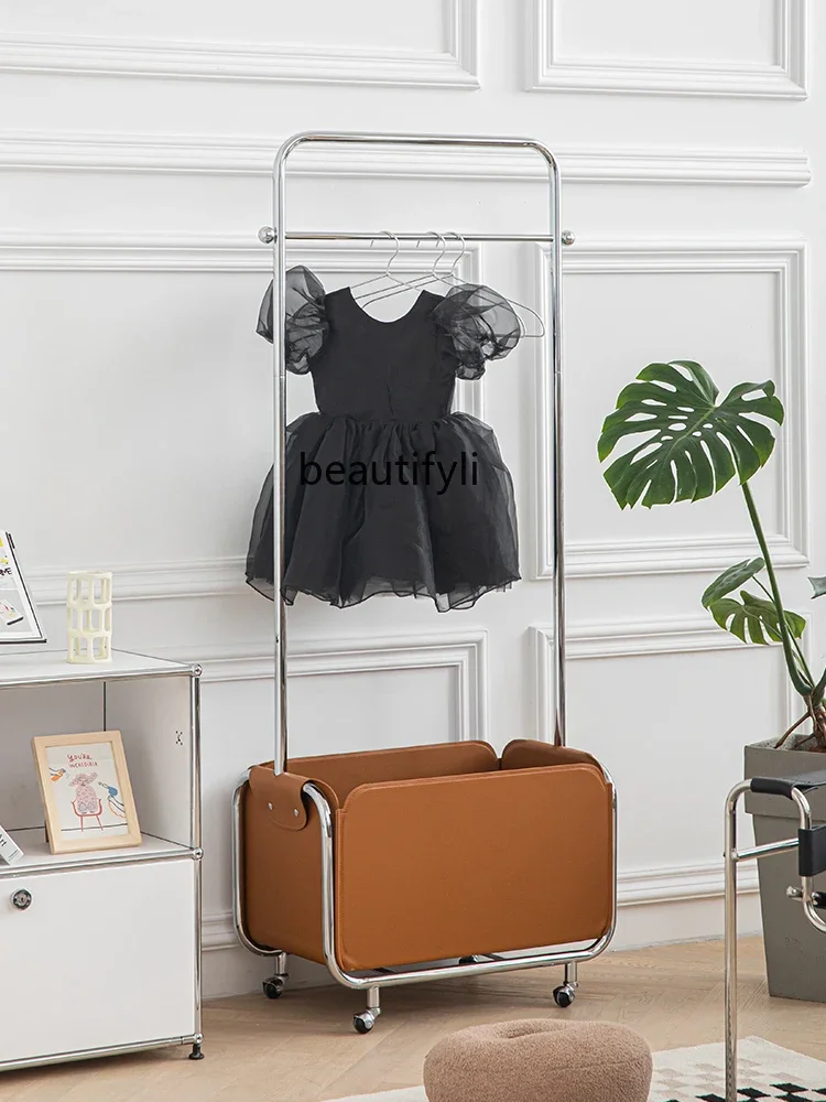 Coat Rack Movable Hanger Floor Bedroom Storage Hanger Indoor Clothes Dirty Clothes Basket Storage Rack