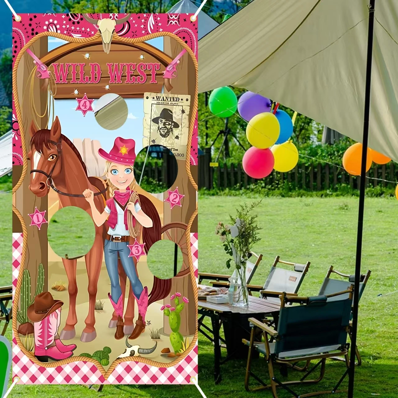 Cowgirl Toss Game, Western Cowgirl Cowboy Game Backdrop Pink, Wild West Last Rodeo Cowgirl Birthday Bachelorette Party