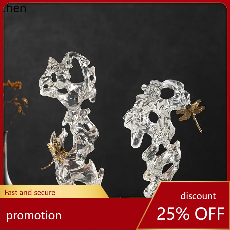 Hxl transparent taihu stone rockery ornament zen dragonfly ornament