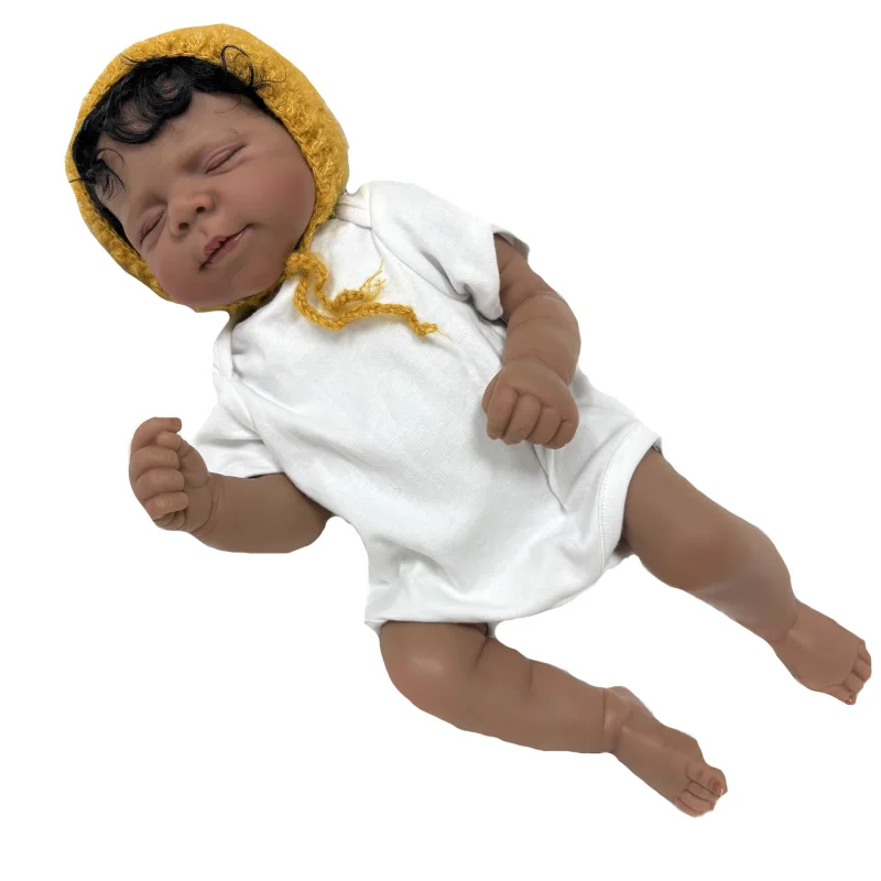48cm Dark Skin Full Vinyl Body Reborn Doll Pascale 3D Skin Painted Visible Veins