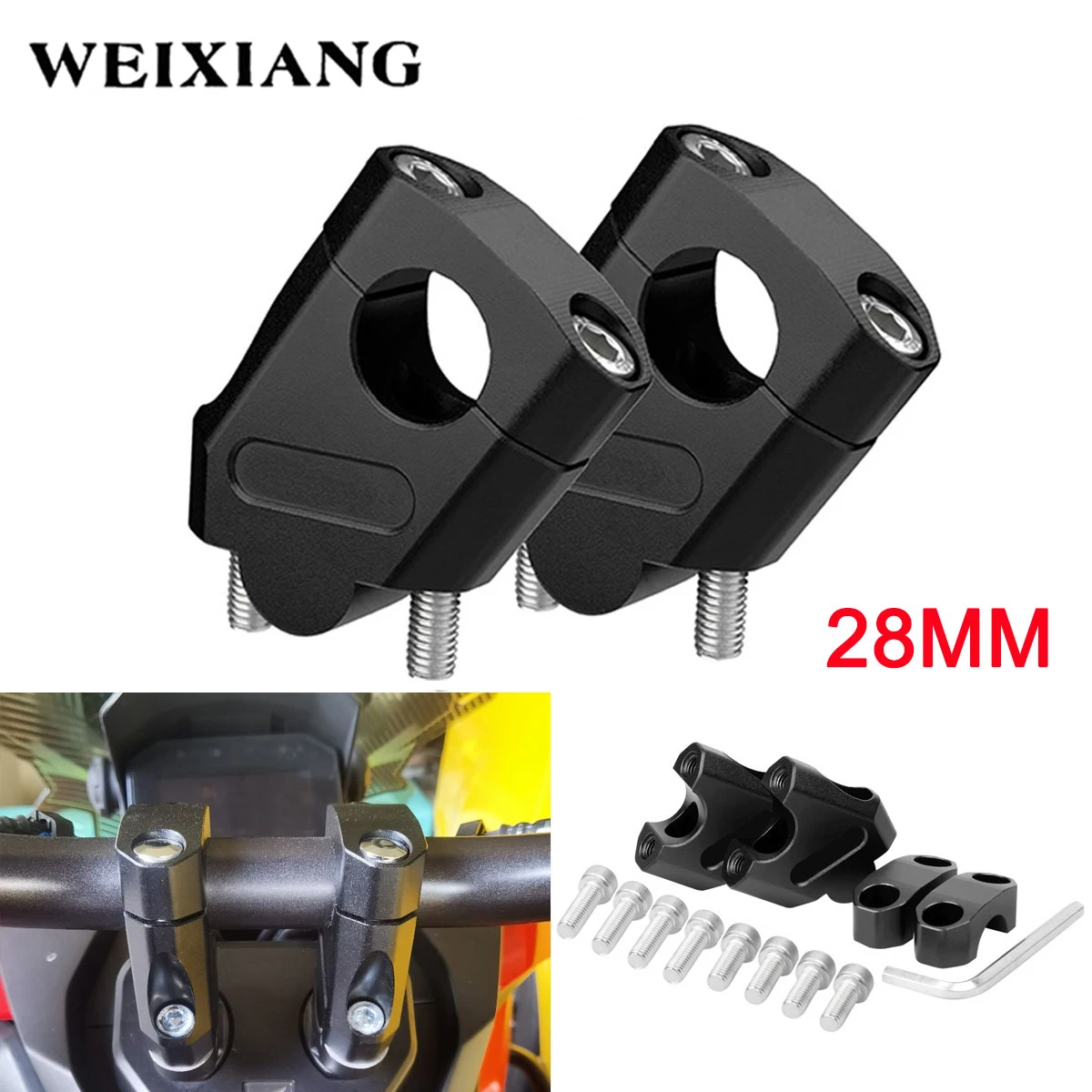 28MM Universal Motorcycle Handle Bar Riser Handlebar Heightened Clamp Back Move Mount Adapter For Honda ADV150 ADV160 CB500X