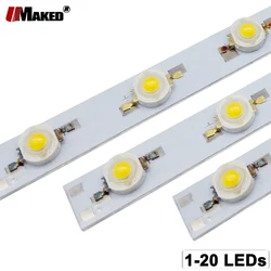 5pc Fish Tank Lamp LED PCB 1-20W 300-590MM Aluminum Heatsink Plate Installed 1Wat High Power Chip Board For Tube Grow Light DIY